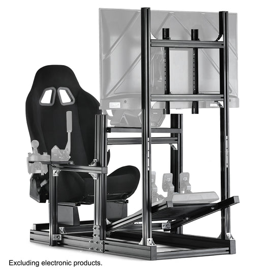 Anman Sim Racing Cockpit 8040 Aluminium Profile Racing Stand with Monitor Stand, Fit for Using Direct Drive Steering Wheel GPRO CSLDD T818 Driving Simulator Cockpit with Black Seat Not Include Steering Wheel,Pedals,Handbrake