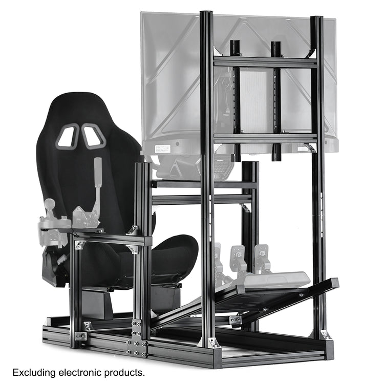 Anman Sim Racing Cockpit 8040 Aluminium Profile Racing Stand with Monitor Stand, Fit for Using Direct Drive Steering Wheel GPRO CSLDD T818 Driving Simulator Cockpit with Black Seat Not Include Steering Wheel,Pedals,Handbrake