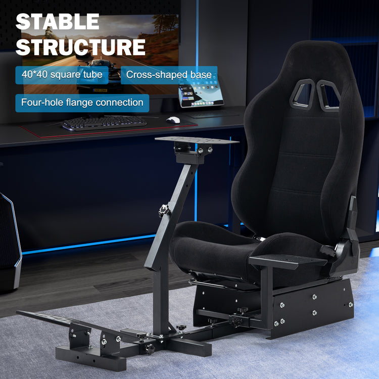 Anman Racing Simulator Cockpit With Black Seat Fit for Logitech G25 G27 G920 G29, Thrustmaster Tx 458, T500 RS,PC, PS4,Adjustable Racing Simulator Mount, Wheel ,Shifter ,Pedals NOT Included