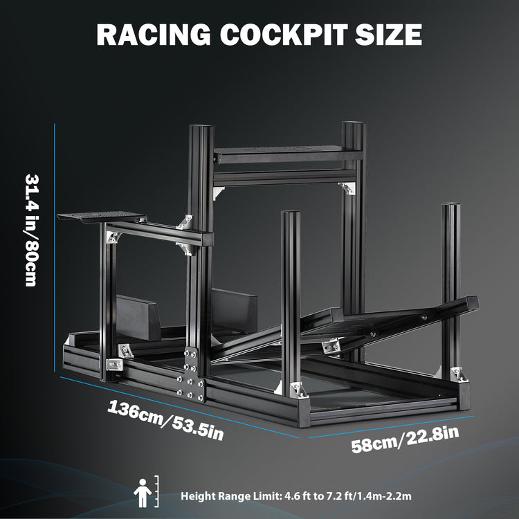 Anman Sim Racing Cockpit 8040 Aluminium Profile Racing Stand, Fit for Using Direct Drive Steering Wheel GPRO CSLDD T818 Driving Simulator Cockpit Not Include Steering Wheel,Pedals,Handbrake