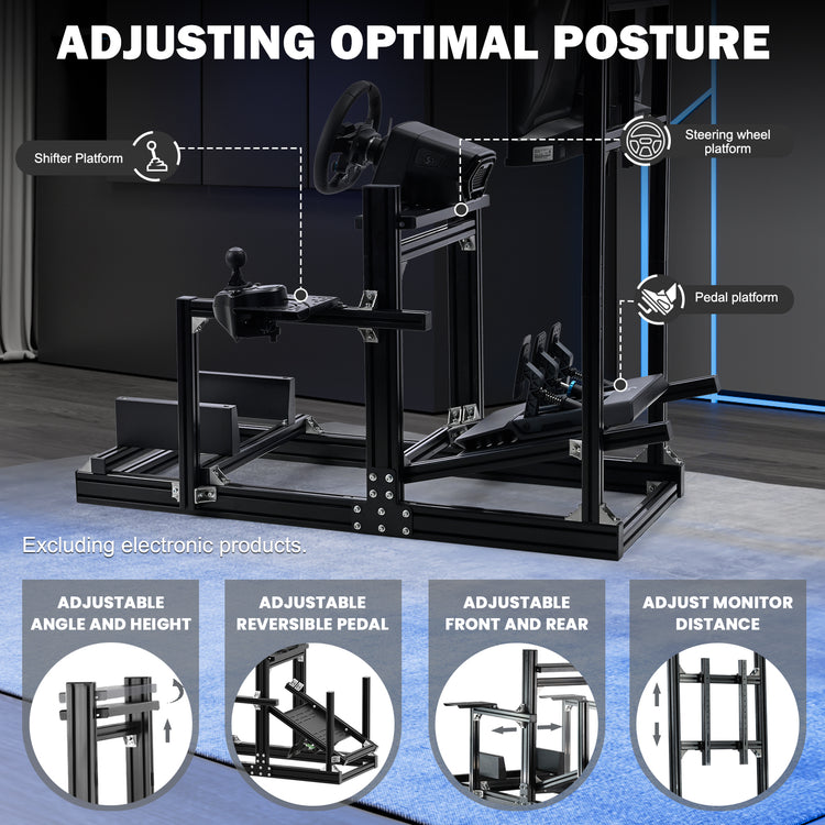 Anman Sim Racing Cockpit 8040 Aluminium Profile Racing Stand with Monitor Stand, Fit for Using Direct Drive Steering Wheel GPRO CSLDD T818 Driving Simulator Cockpit Not Include Steering Wheel,Pedals,Handbrake