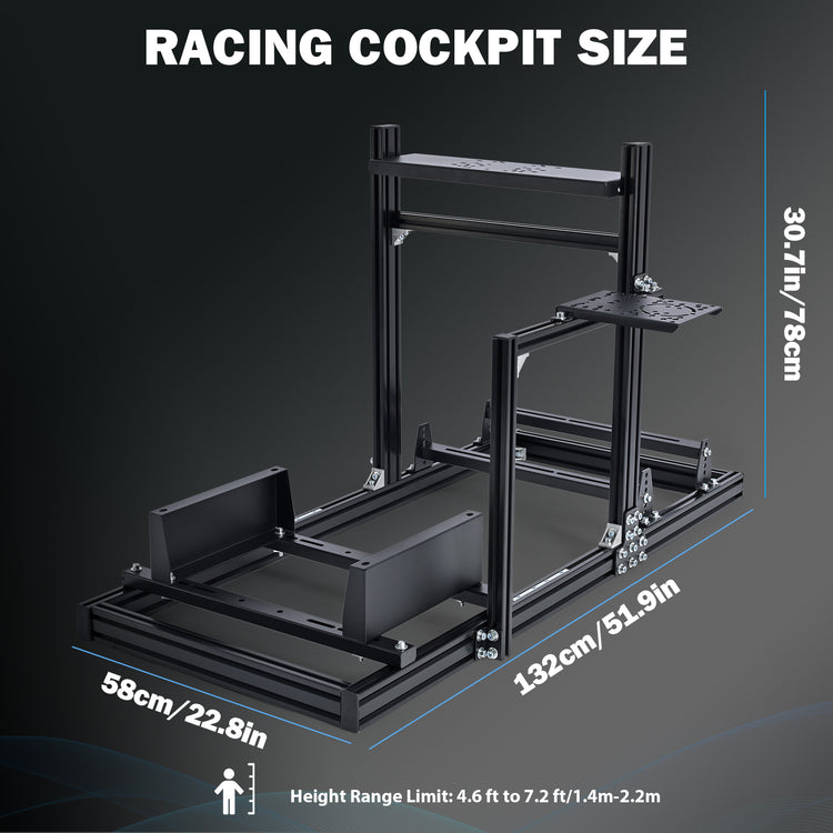 Anman 3060 Aluminum Profiles Racing Simulator Cockpit,Fully Adjustable , Support for Logitech/Thrustmaster/Fanatec,Not Include Steering Wheel,Pedals,Handbrake