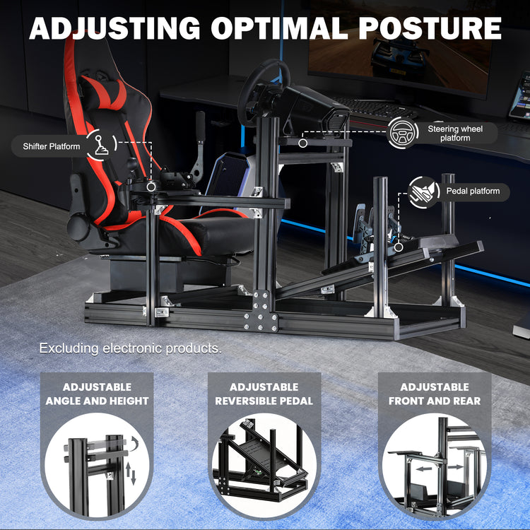 Anman Sim Racing Cockpit 8040 Aluminium Profile Racing Stand, Fit for Using Direct Drive Steering Wheel GPRO CSLDD T818 Driving Simulator Cockpit with Red Seat Not Include Steering Wheel,Pedals,Handbrake