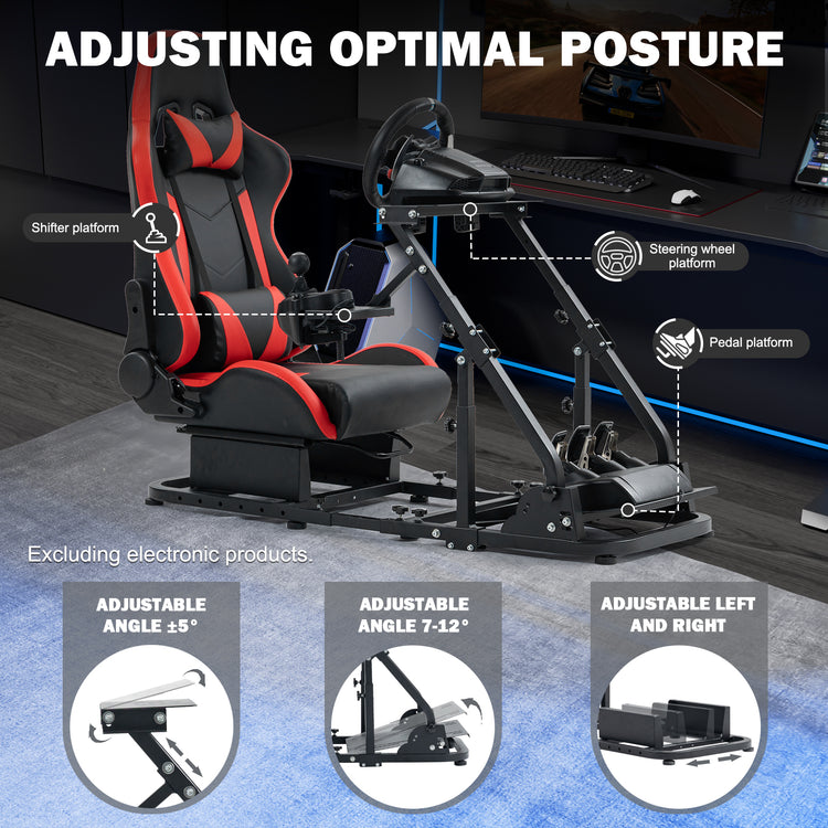 Anman Racing Simulator Cockpit with Red Seat, Compatible with Logitech G27 G29 G920 G923,For Thrustmaster T300RS,For Fanatec,Does Not Include Steering Wheel, Pedals, or Handbrake