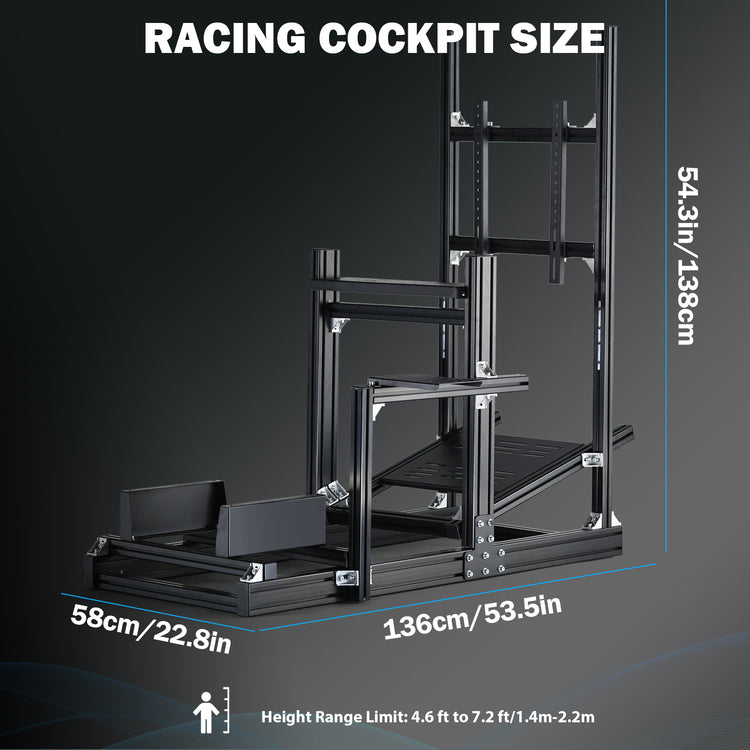 Anman Sim Racing Cockpit 8040 Aluminium Profile Racing Stand with Monitor Stand, Fit for Using Direct Drive Steering Wheel GPRO CSLDD T818 Driving Simulator Cockpit Not Include Steering Wheel,Pedals,Handbrake