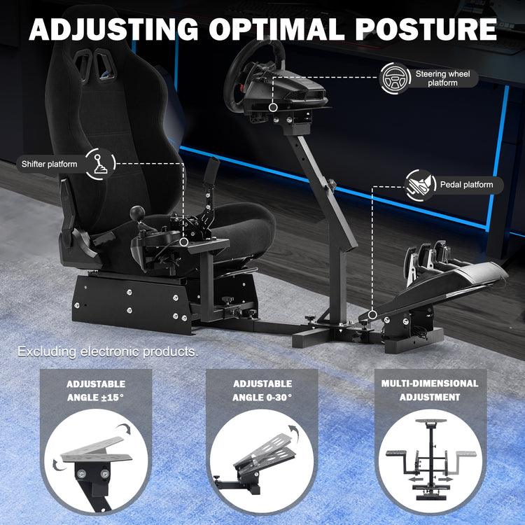 Anman Racing Simulator Cockpit With Black Seat Fit for Logitech G25 G27 G920 G29, Thrustmaster Tx 458, T500 RS,PC, PS4,Adjustable Racing Simulator Mount, Wheel ,Shifter ,Pedals NOT Included