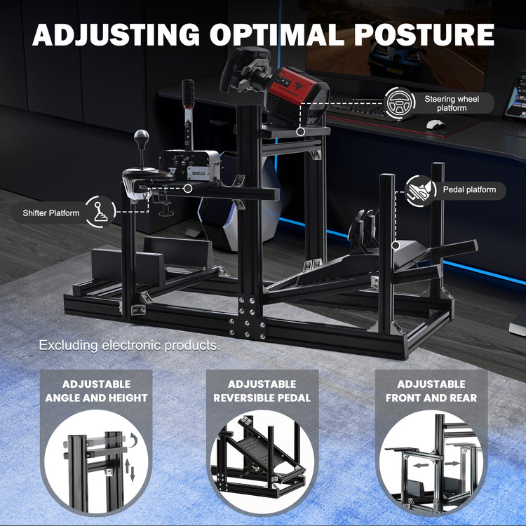 Anman Sim Racing Cockpit 8040 Aluminium Profile Racing Stand, Fit for Using Direct Drive Steering Wheel GPRO CSLDD T818 Driving Simulator Cockpit Not Include Steering Wheel,Pedals,Handbrake