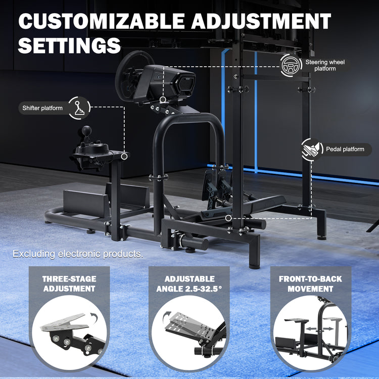 Anman Racing Simulator Cockpit Vertical Bracket with Triple Monitor Stand Fit for Logitech G29 G920 G923/for  Thrustmaster T300RS CSL-DD/for  Fanatec , No Steering Wheel, Pedal or Shifter
