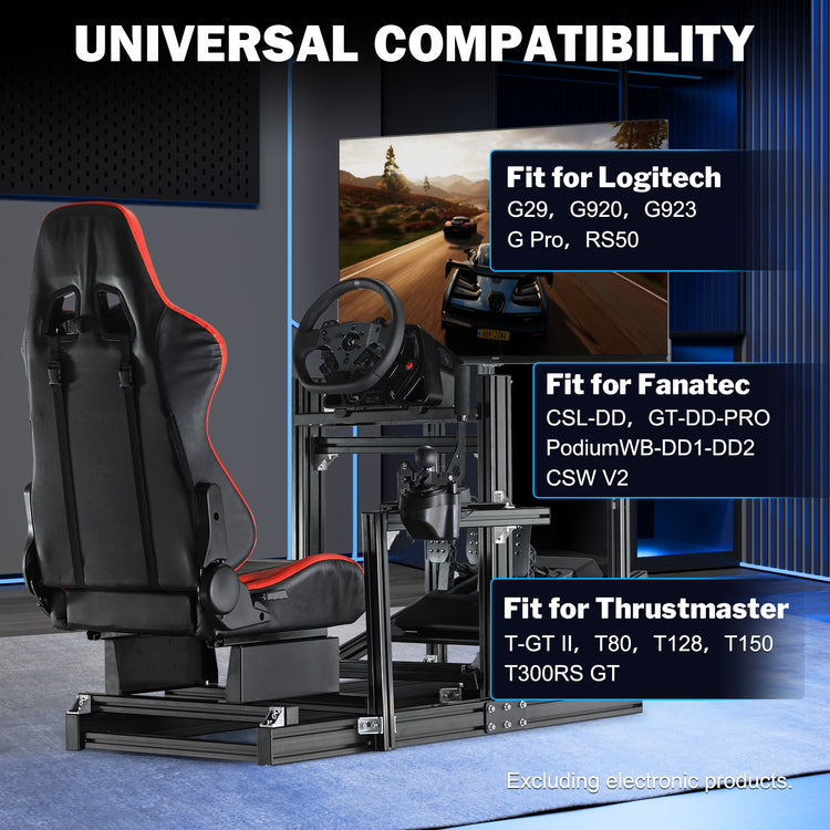 Anman Sim Racing Cockpit 8040 Aluminium Profile Racing Stand with Monitor Stand, Fit for Using Direct Drive Steering Wheel GPRO CSLDD T818 Driving Simulator Cockpit with Red Seat Not Include Steering Wheel,Pedals,Handbrake