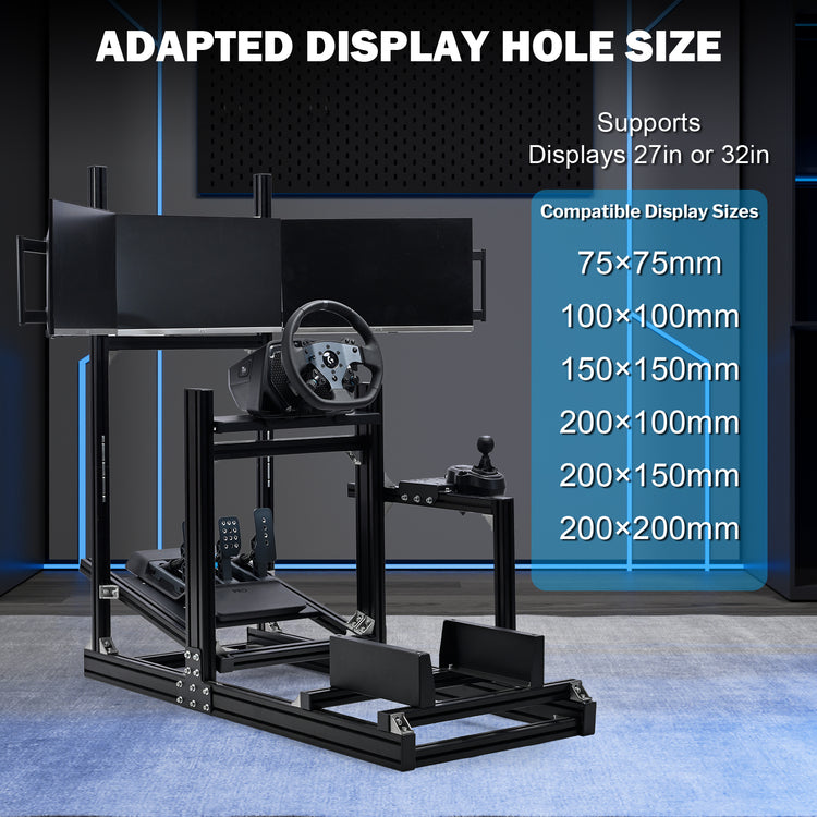 Anman Sim Racing Cockpit 8040 Aluminium Profile Racing Stand with Triple Monitor Stand, Fit for Using Direct Drive Steering Wheel GPRO CSLDD T818 Driving Simulator Cockpit Not Include Steering Wheel,Pedals,Handbrake