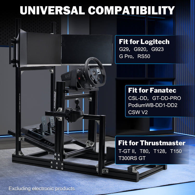 Anman Sim Racing Cockpit 8040 Aluminium Profile Racing Stand with Triple Monitor Stand, Fit for Using Direct Drive Steering Wheel GPRO CSLDD T818 Driving Simulator Cockpit Not Include Steering Wheel,Pedals,Handbrake