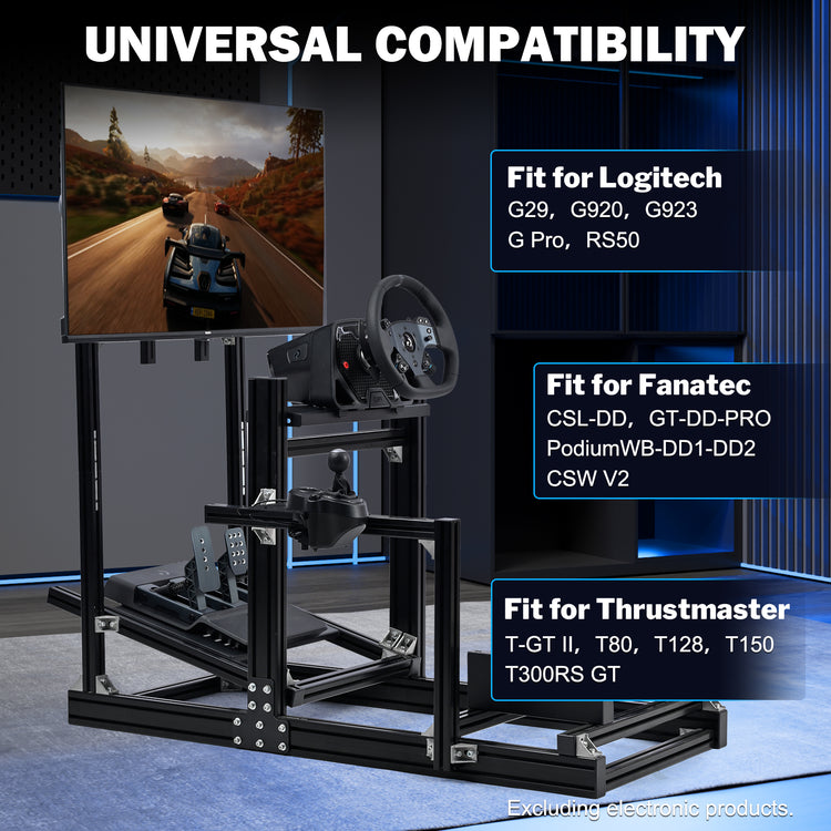 Anman Sim Racing Cockpit 8040 Aluminium Profile Racing Stand with Monitor Stand, Fit for Using Direct Drive Steering Wheel GPRO CSLDD T818 Driving Simulator Cockpit Not Include Steering Wheel,Pedals,Handbrake