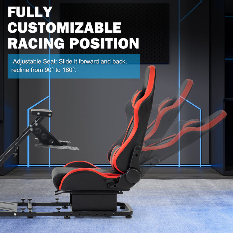 Anman Versatile Flight Simulator Cockpit with Red Seat Fits for Logitech G29 G920 G923 X52 G PRO,for Thrustmaster T16000 T248x T80 T300,Racing Simulator Cockpit,Electronics Not Included