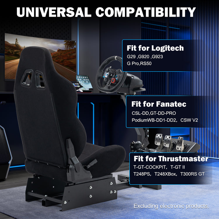 Anman Racing Simulator Cockpit With Black Seat Fit for Logitech G25 G27 G920 G29, Thrustmaster Tx 458, T500 RS,PC, PS4,Adjustable Racing Simulator Mount, Wheel ,Shifter ,Pedals NOT Included