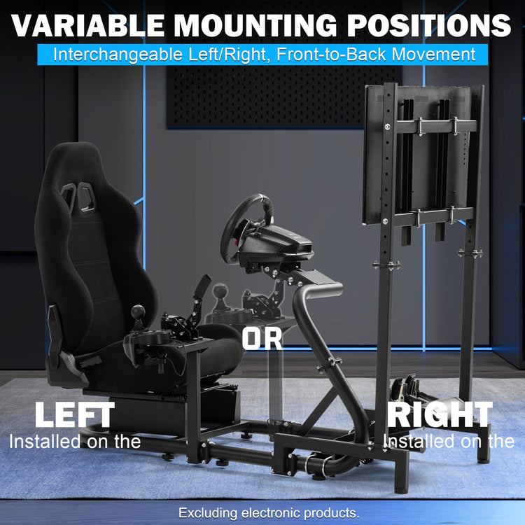 Anman Racing Sim Simulator Cockpit with Black Seat with Display Stand fit for Logitech G29 G25 G920 G923, for Thrustmaster T248,Not Include Wheel Shifter Pedals Monitor