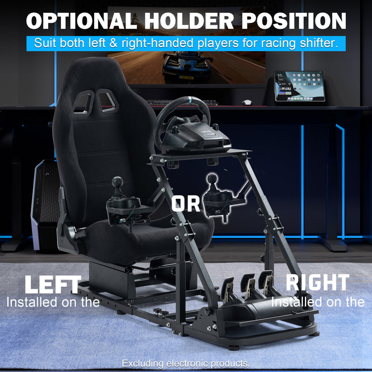 Anman Racing Simulator Cockpit with Black Seat, Compatible with Logitech G27 G29 G920 G923,For Thrustmaster T300RS,For Fanatec,Does Not Include Steering Wheel, Pedals, or Handbrake