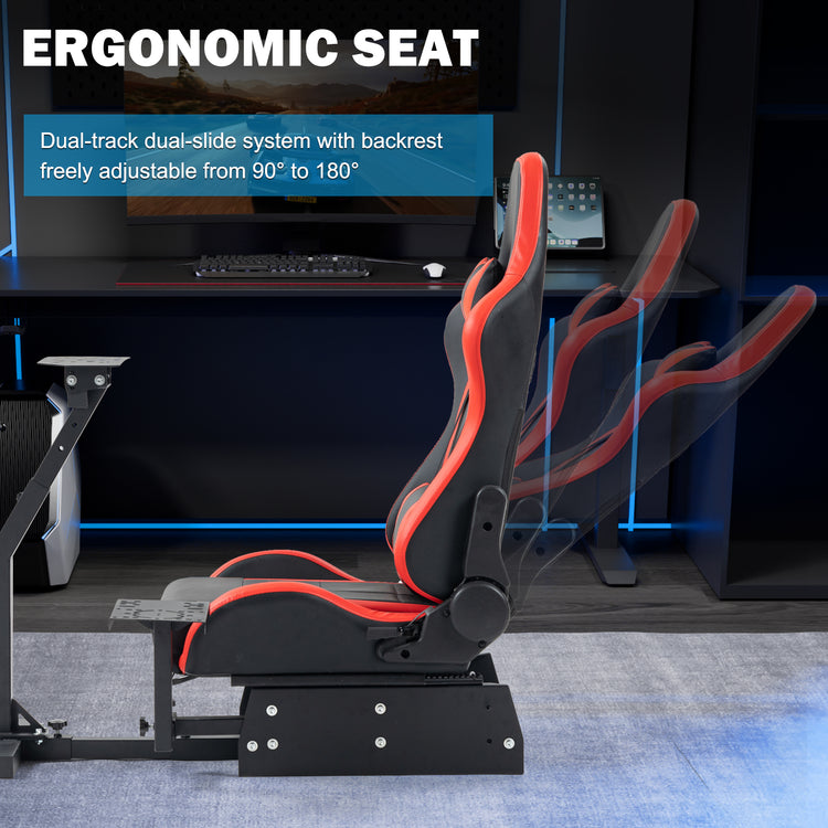 Anman Racing Simulator Cockpit With Red Seat Fit for Logitech G25 G27 G920 G29, Thrustmaster Tx 458, T500 RS,PC, PS4,Adjustable Racing Simulator Mount, Wheel ,Shifter ,Pedals NOT Included