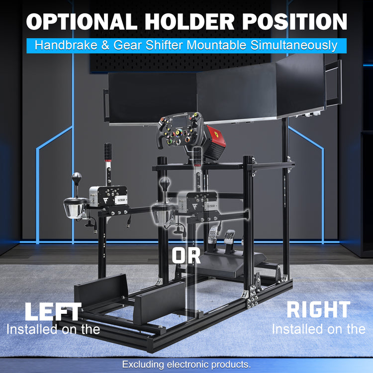 Amman 3060 Aluminum Profile Racing Simulator Cockpit with Triple Monitor Mount, Compatible with Logitech/Thrustmaster/Fanatec Series,Steering Wheel, Pedals, Handbrake, and Monitors Require Separate Purchase