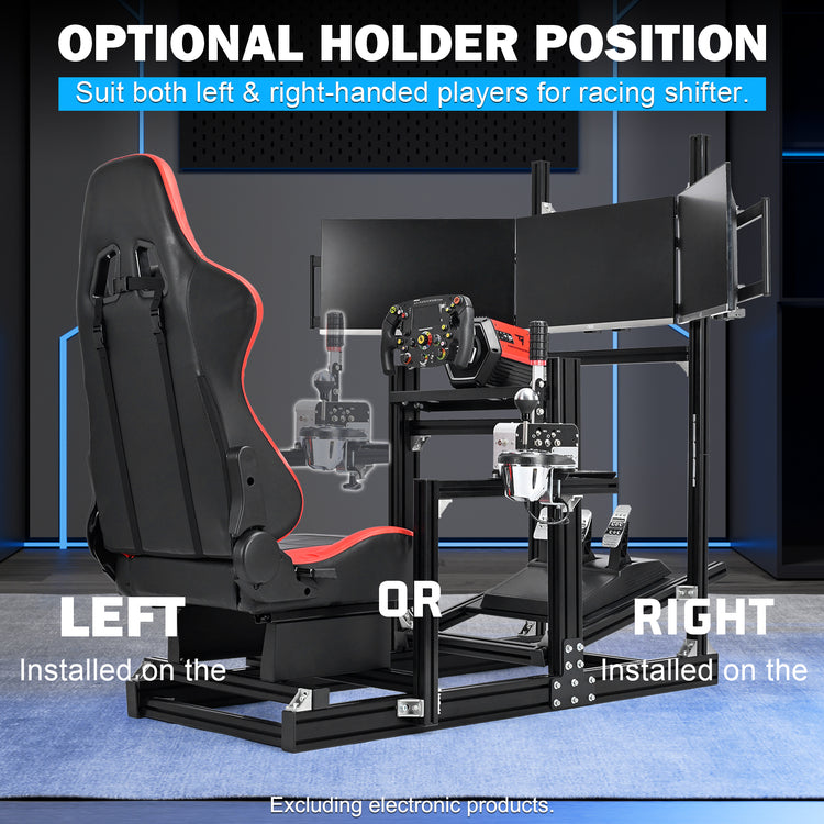 Anman Sim Racing Cockpit 8040 Aluminium Profile Racing Stand with Triple Monitor Stand, Fit for Using Direct Drive Steering Wheel GPRO CSLDD T818 Driving Simulator Cockpit with Red Seat Not Include Steering Wheel,Pedals,Handbrake