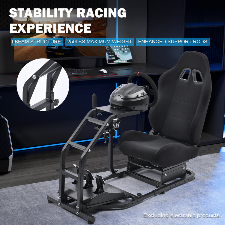 Anman Stand-up Racing Simulator Cockpit with Gaming Seat FIt for Logitech G29 G920 G923,for Thrustmaster T-GT II T80 T150,for PXN V9 V10 V99,Standing Sim Driving Cockpit,Not Include Wheel Shifter Pedal TV Stand