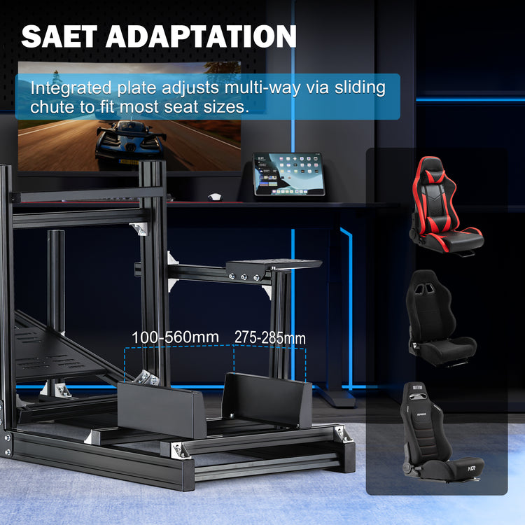 Anman Sim Racing Cockpit 8040 Aluminium Profile Racing Stand, Fit for Using Direct Drive Steering Wheel GPRO CSLDD T818 Driving Simulator Cockpit Not Include Steering Wheel,Pedals,Handbrake