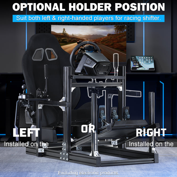Anman Sim Racing Cockpit 8040 Aluminium Profile Racing Stand, Fit for Using Direct Drive Steering Wheel GPRO CSLDD T818 Driving Simulator Cockpit with Black Seat Not Include Steering Wheel,Pedals,Handbrake
