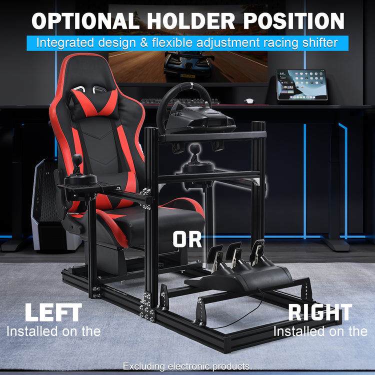 Anman 3060 Aluminum Profile Racing Simulator Cockpit with Red Seat, Compatible with Thrustmaster, Fanatec, Logitech G29/GPro, etc,Does Not Include Steering Wheel, Pedals, or Handbrake