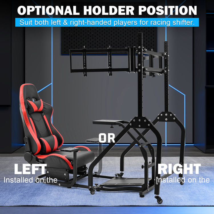 Anman Stand-up Racing Simulator Cockpit with Gaming Seat Triple Monitor Stand FIt for Logitech G29 G920 G923,for Thrustmaster T-GT II T80 T150,for PXN V9 V10 V99,Standing Sim Driving Cockpit, Not Include Wheel Shifter Pedal TV