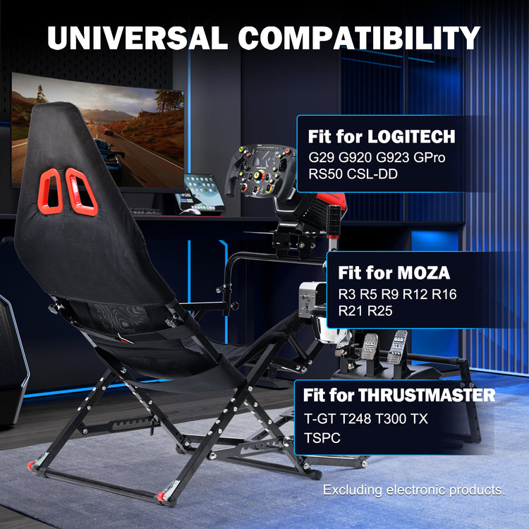 Anman Foldable Racing Simulator Cockpit Mount—Supports Direct-Drive Systems, Fully Adjustable X-frame Mount, Compatible with Logitech G29/G920/G923/G PRO, Fit forThrustmaster T248/T300, for Fanatec