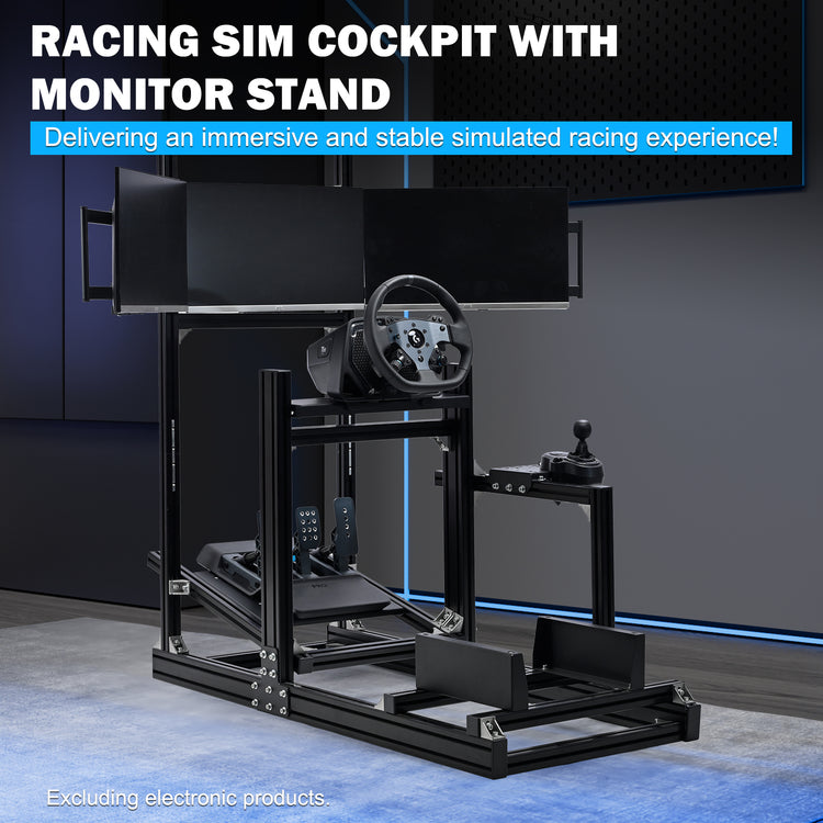 Anman Sim Racing Cockpit 8040 Aluminium Profile Racing Stand with Triple Monitor Stand, Fit for Using Direct Drive Steering Wheel GPRO CSLDD T818 Driving Simulator Cockpit Not Include Steering Wheel,Pedals,Handbrake