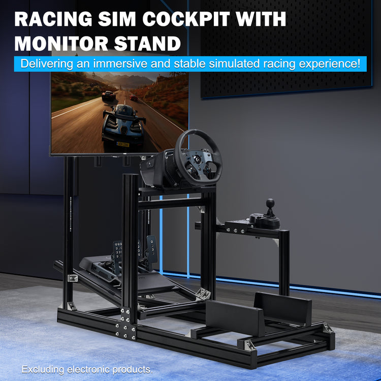 Anman Sim Racing Cockpit 8040 Aluminium Profile Racing Stand with Monitor Stand, Fit for Using Direct Drive Steering Wheel GPRO CSLDD T818 Driving Simulator Cockpit Not Include Steering Wheel,Pedals,Handbrake