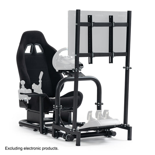 Anman G923 Adjustable Racing Gaming Simulator Cockpit Pro with Black Esports Seat Equipped with Double Shift Lever Display TV Stand Fits for Logitech/Thrustmaster T300RS TX/Fanatec/PC/PS4/Xbox. Without Steering Wheel, Pedals and Shifter