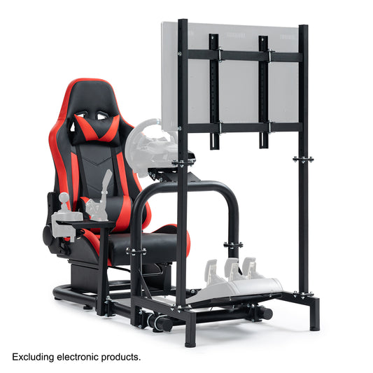 Anman G923 Adjustable Racing Gaming Simulator Cockpit Pro with Red Esports Seat Equipped with Double Shift Lever Display TV Stand Fits for Logitech/Thrustmaster T300RS TX/Fanatec/PC/PS4/Xbox. Without Steering Wheel, Pedals and Shifter