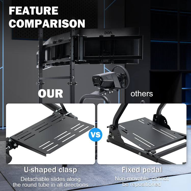 Anman Racing Simulator Cockpit Vertical Bracket with Triple Monitor Stand Fit for Logitech G29 G920 G923/for  Thrustmaster T300RS CSL-DD/for  Fanatec , No Steering Wheel, Pedal or Shifter
