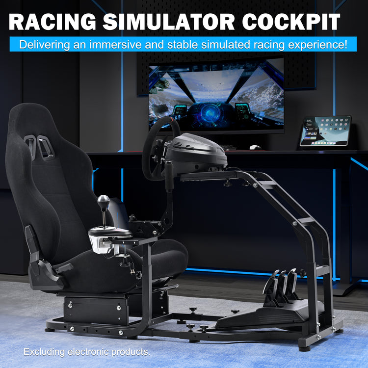 Anman Stand-up Racing Simulator Cockpit with Gaming Seat FIt for Logitech G29 G920 G923,for Thrustmaster T-GT II T80 T150,for PXN V9 V10 V99,Standing Sim Driving Cockpit,Not Include Wheel Shifter Pedal TV Stand