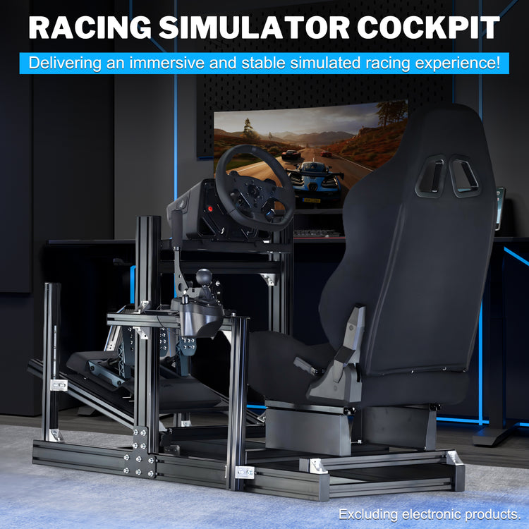 Anman Sim Racing Cockpit 8040 Aluminium Profile Racing Stand, Fit for Using Direct Drive Steering Wheel GPRO CSLDD T818 Driving Simulator Cockpit with Black Seat Not Include Steering Wheel,Pedals,Handbrake