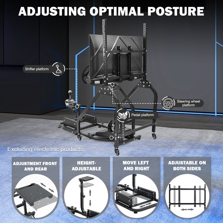 Anman Stand-up Racing Simulator Cockpit with Monitor Mount FIt for Logitech G29 G920 G923,for Thrustmaster T-GT II T80 T150,for PXN V9 V10 V99,Standing Sim Driving Cockpit,Not Include Wheel Shifter Pedal TV