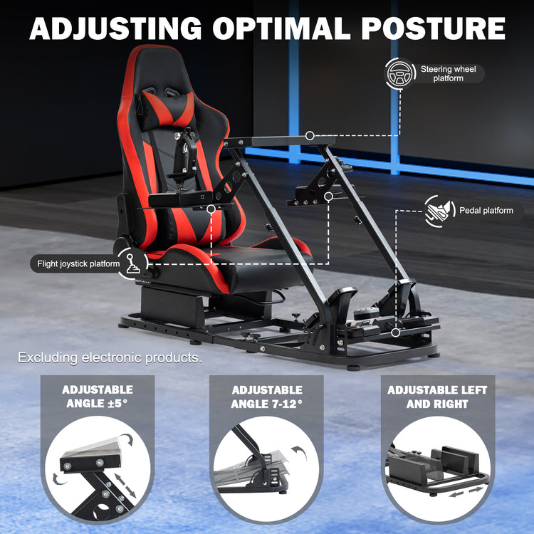 Anman Versatile Flight Simulator Cockpit with Red Seat Fits for Logitech G29 G920 G923 X52 G PRO,for Thrustmaster T16000 T248x T80 T300,Racing Simulator Cockpit,Electronics Not Included