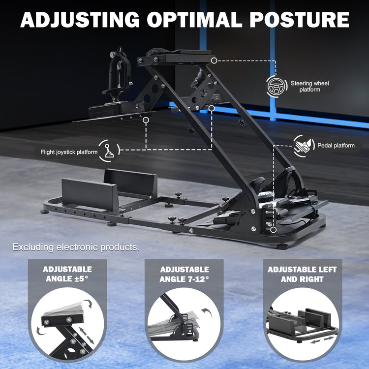 Anman Versatile Flight Sim Stand Pro Fits for Logitech G29 G920 G923 X52 G PRO,for Thrustmaster T16000 T248x T80 T300,Racing Simulator Wheel Mount,Electronics Not Included