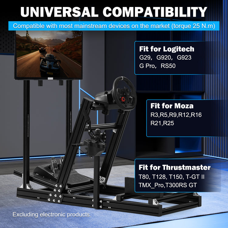 Anman 8040 Aluminum Profile Racing Sim Cockpit with Monitor Mount,F1 Trunk Simulator,Fit for Moza/Logitech/Fanatec/Thrustmaster,Professional-Grade,No TV,Seat,Steering Wheel,Handbrake,Pedals