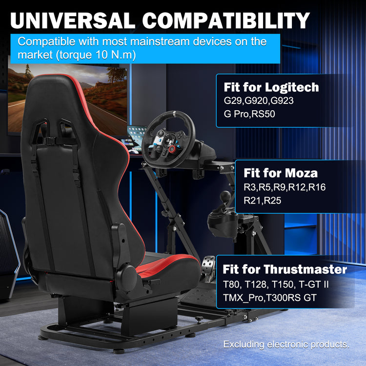 Anman Racing Simulator Cockpit with Red Seat, Compatible with Logitech G27 G29 G920 G923,For Thrustmaster T300RS,For Fanatec,Does Not Include Steering Wheel, Pedals, or Handbrake
