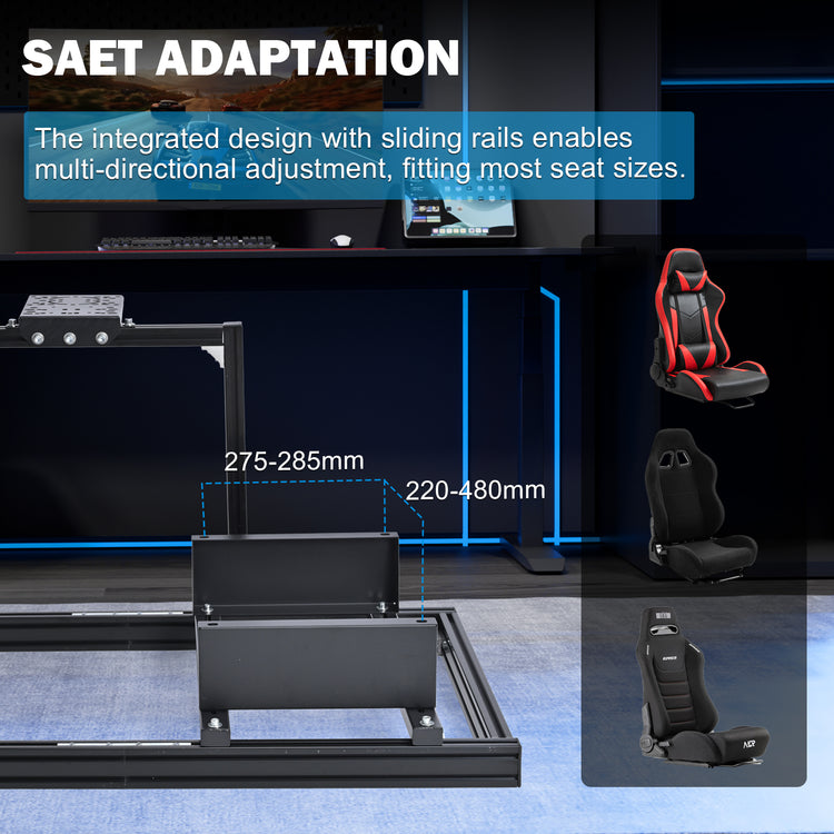 Anman 3060 Aluminum Profiles Racing Simulator Cockpit,Fully Adjustable , Support for Logitech/Thrustmaster/Fanatec,Not Include Steering Wheel,Pedals,Handbrake