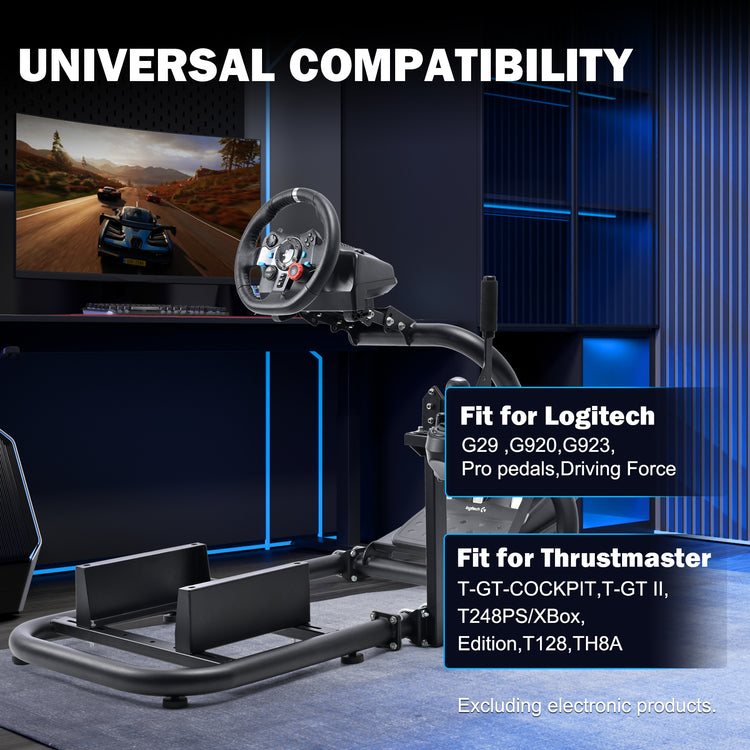 Anman Steering Wheel Stand fits for Logitech/Thrustmaster g25 g27 g923 T248x T-GT T300RS TX, φ50mm Round Tube Freedom Upgrade Racing Simulator Cockpit Steering Wheel Pedal Seat Not Included