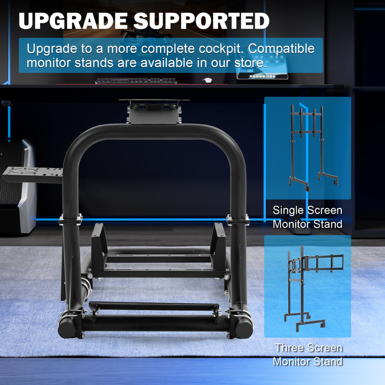 Anman Racing Driving Simulator Stand φ50mm Large Round Tube Driving Gaming Cockpit Adjustable Fits for Logitech G25 G27 G29 /for Thrustmaster T300RS TX/for Fanatec NOT Include Wheel Shifter Pedals Seat