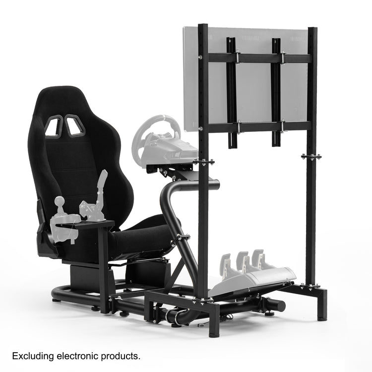 Anman Racing Sim Simulator Cockpit with Black Seat with Display Stand fit for Logitech G29 G25 G920 G923, for Thrustmaster T248,Not Include Wheel Shifter Pedals Monitor