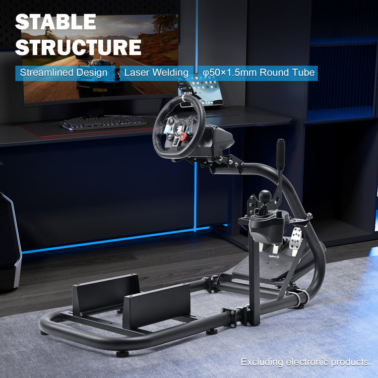 Anman Steering Wheel Stand fits for Logitech/Thrustmaster g25 g27 g923 T248x T-GT T300RS TX, φ50mm Round Tube Freedom Upgrade Racing Simulator Cockpit Steering Wheel Pedal Seat Not Included