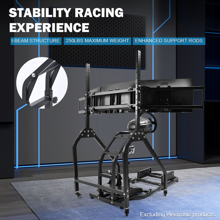 Anman Stand-up Racing Simulator Cockpit with Triple Monitor Stand FIt for Logitech G29 G920 G923,for Thrustmaster T-GT II T80 T150,for PXN V9 V10 V99,Standing Sim Driving Cockpit,Not Include Wheel Shifter Pedal TV