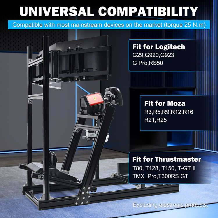 Anman 8040 Aluminum Profile Racing Sim Cockpit with Triple Screen Monitor Stand,F1 Trunk Simulator,Fit for Moza/Logitech/Fanatec/Thrustmaster,Professional-Grade,No Seat,Steering Wheel,Handbrake,Pedals