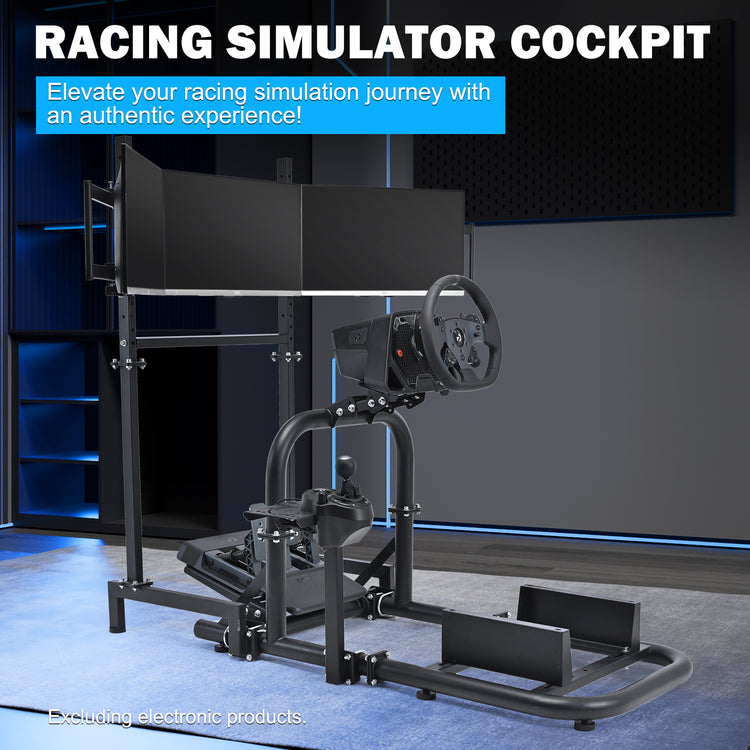 Anman Racing Simulator Cockpit Vertical Bracket with Triple Monitor Stand Fit for Logitech G29 G920 G923/for  Thrustmaster T300RS CSL-DD/for  Fanatec , No Steering Wheel, Pedal or Shifter