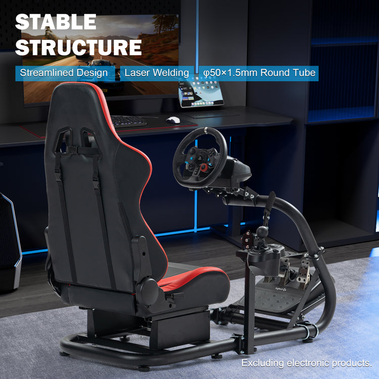 Anman Sim Simulator Cockpit With Red Seat fit for Thrustmaster Logitech G29,G920,G920,T300rs,T150,T248 Round Tube Freedom Upgrade. Wheel ,Shifter ,Pedals NOT Included